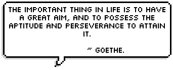 The important thing in life is to have a great aim, and to possess the aptitude and perseverance to attain it. ~ Goethe.